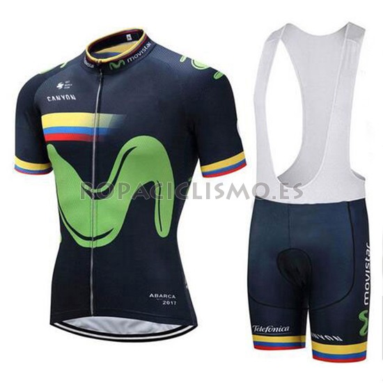 2018 Maillot Movistar Tirantes Mangas Cortas Campione Colombia